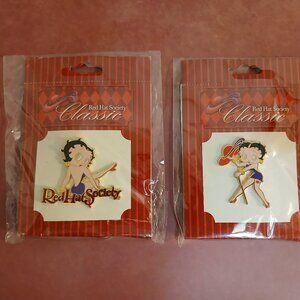2 New In Package 2005 Betty Boop Red Hat Society Lapel Pins